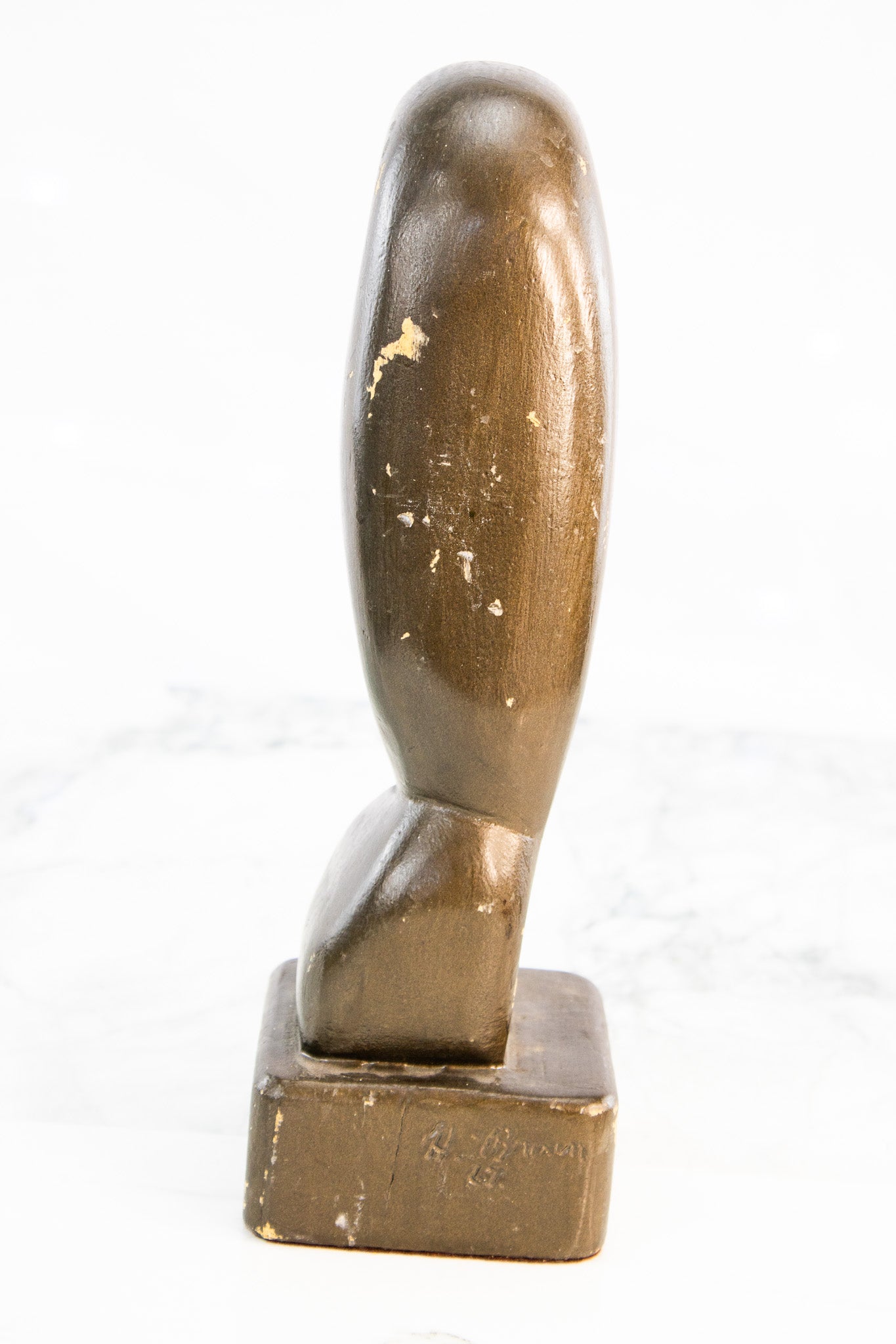 Signed Mid Century Modern Bust Sculpture – Modernist Figurative Art 1967