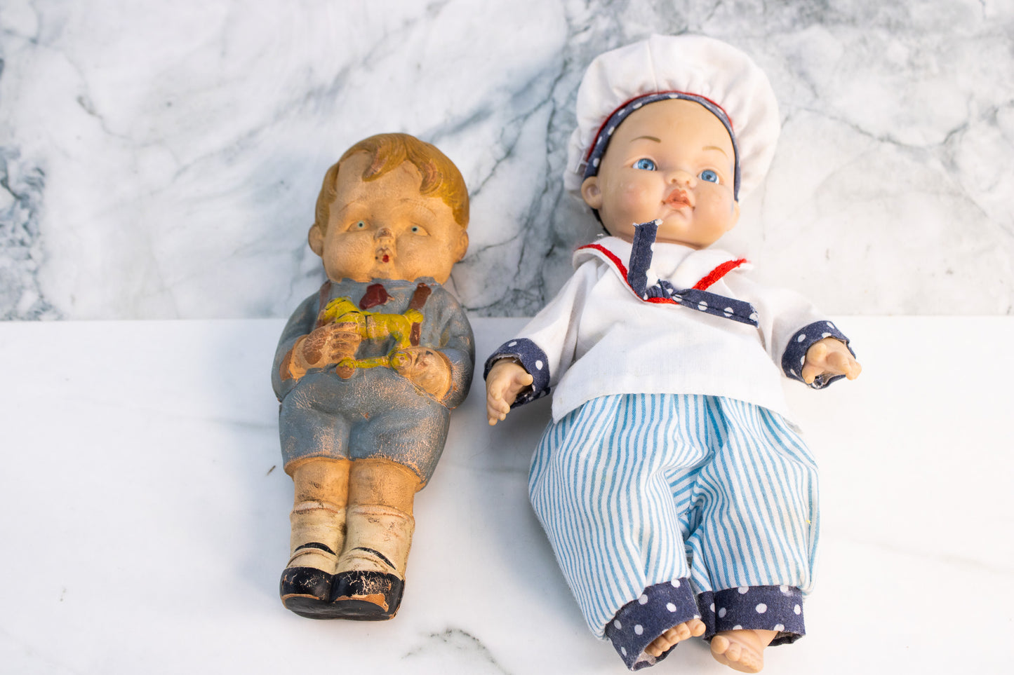 Vintage Toy Lot Japan Rubber Squeak Toy Boy & Sailor Doll