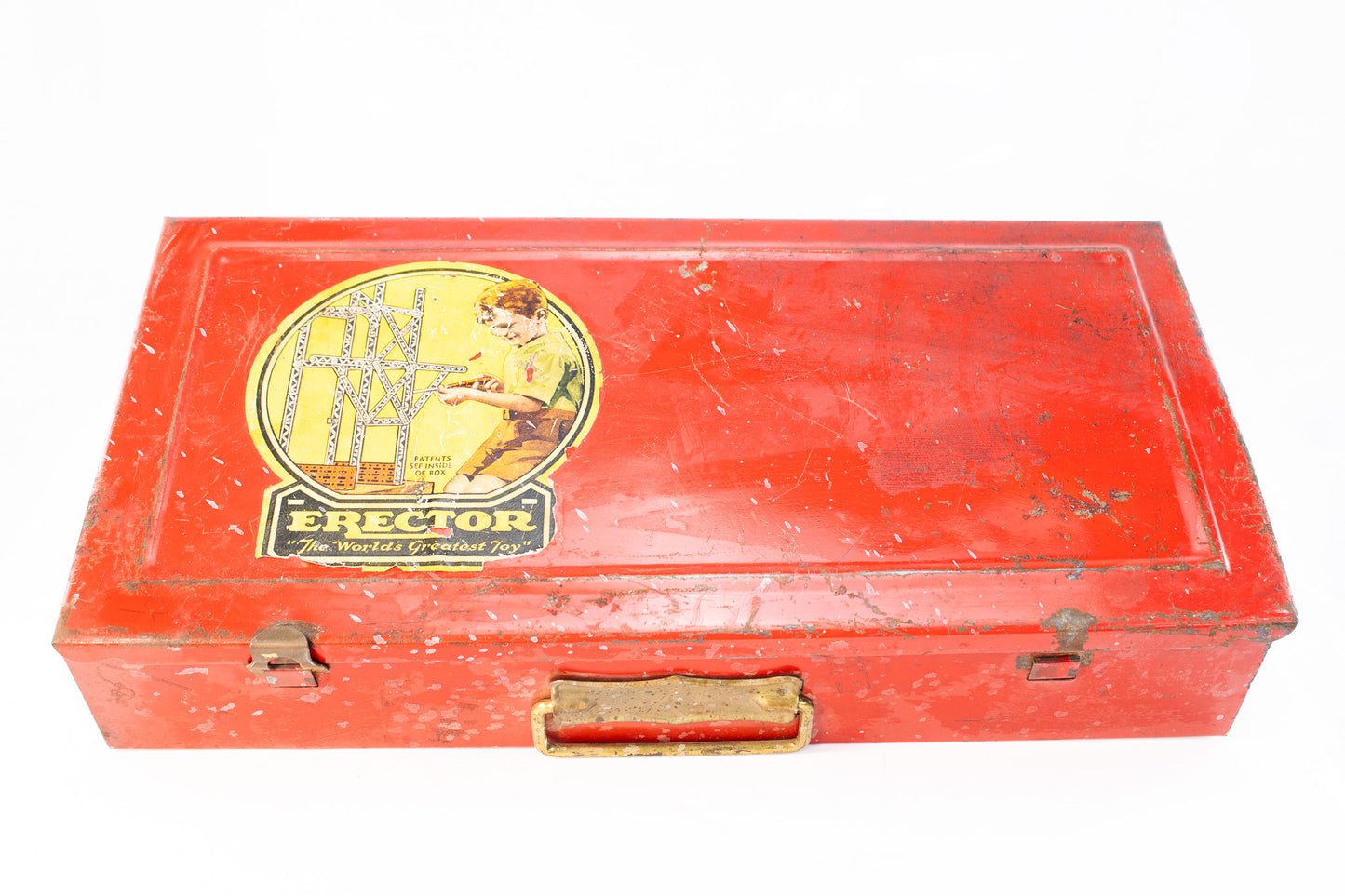 Vintage 1930s A.C. Gilbert Erector Set with Red Metal Case & Book