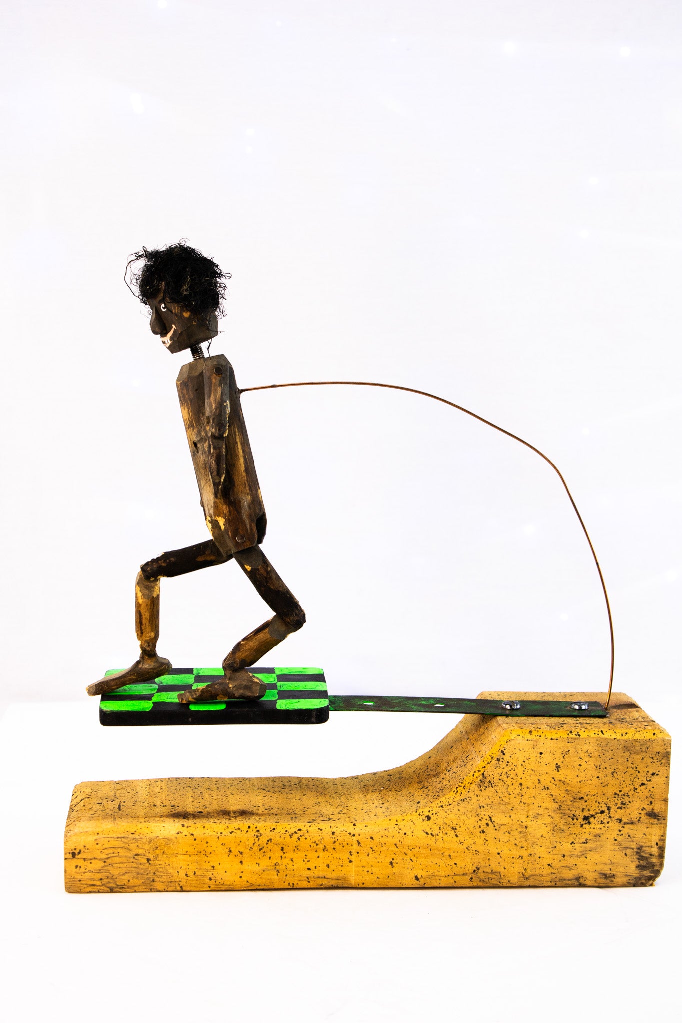 Hand Carved Wooden Kinetic Folk Art Figure | Moving Dancing Sculpture