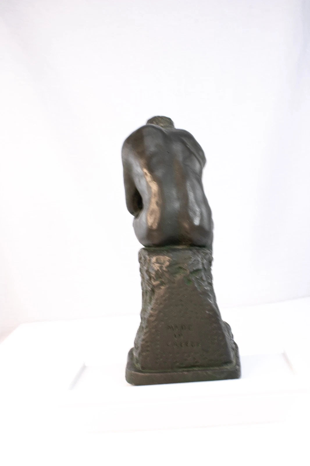 Vintage “The Thinker” Statue – Made in Greece – Bronzed Plaster Art Figure –