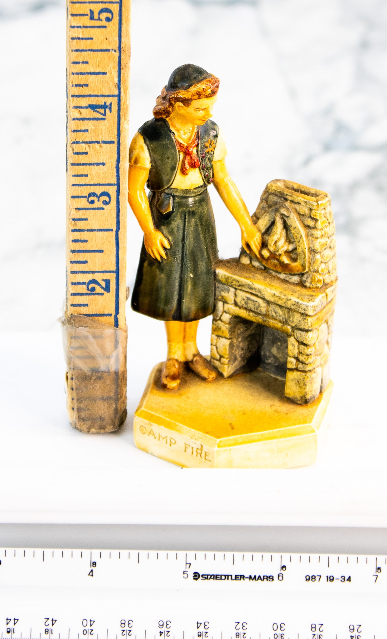 1954 Camp Fire Chalkware Figurine – Mid-Century Rustic Decor