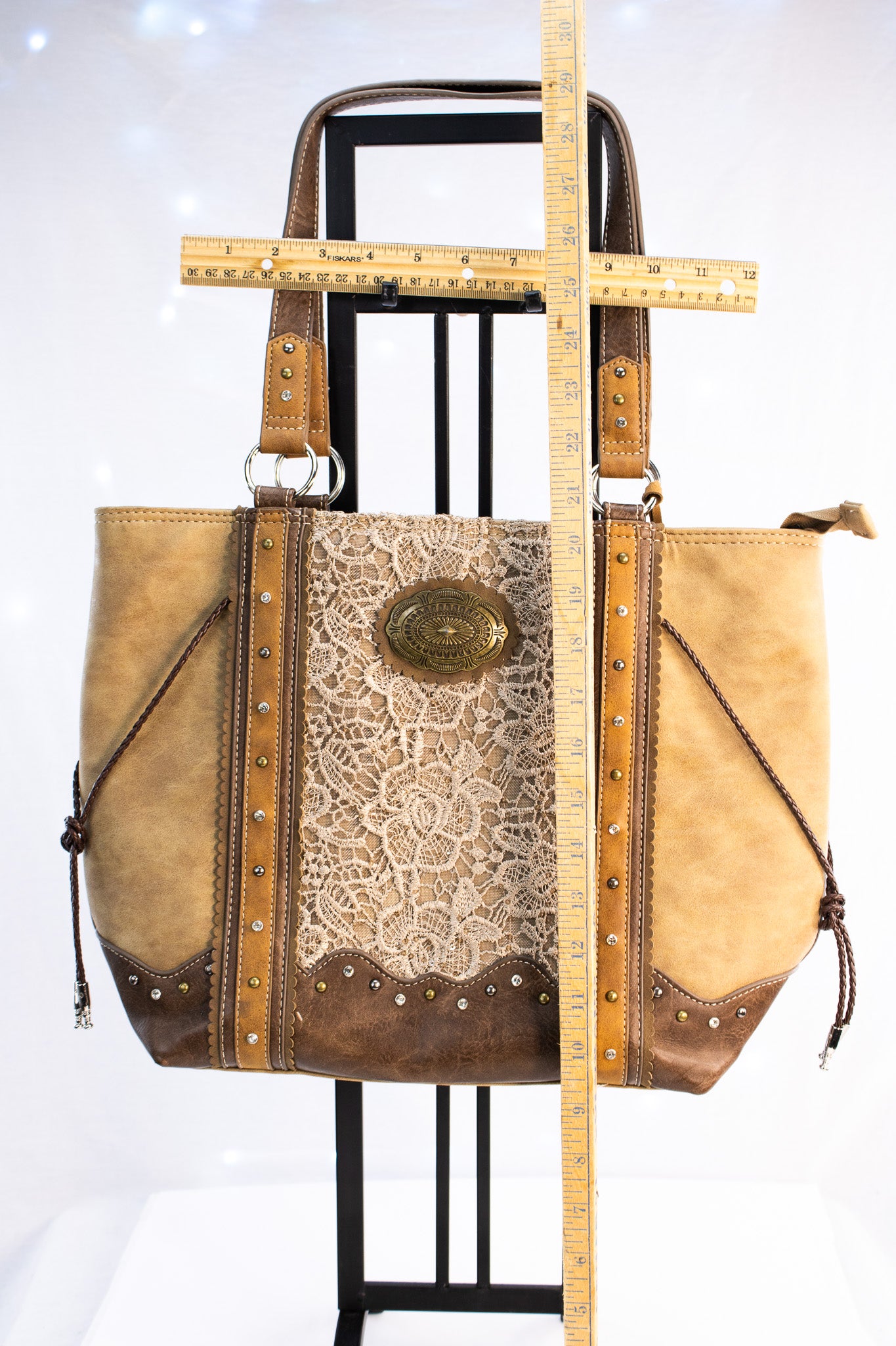 Trinity Ranch Cowhide Concealed Carry Tote | Western Studded Leather Handbag