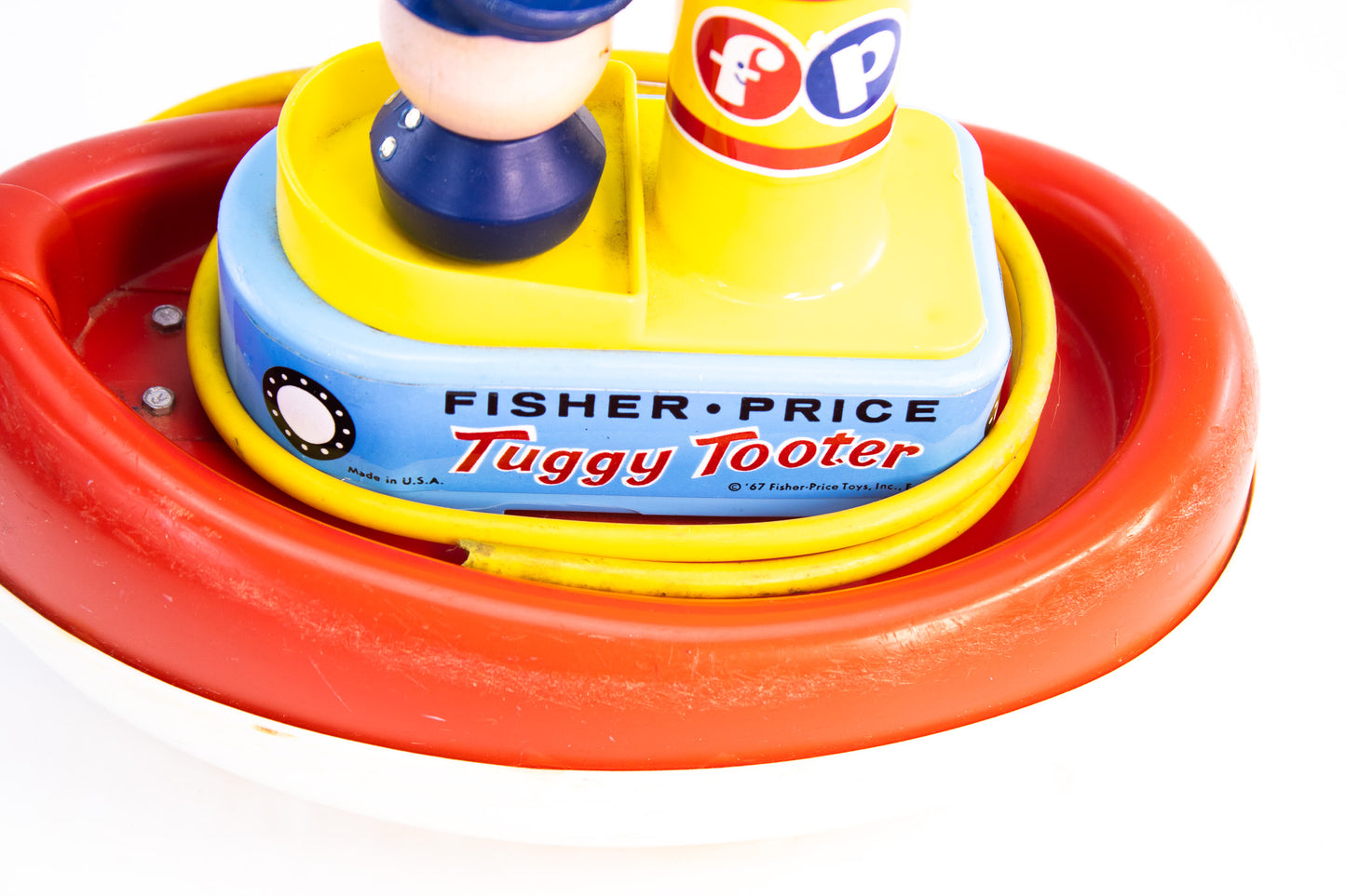 Vintage 1967 Fisher-Price #139 Tuggy Tooter Pull Toy | Retro Preschool Boat