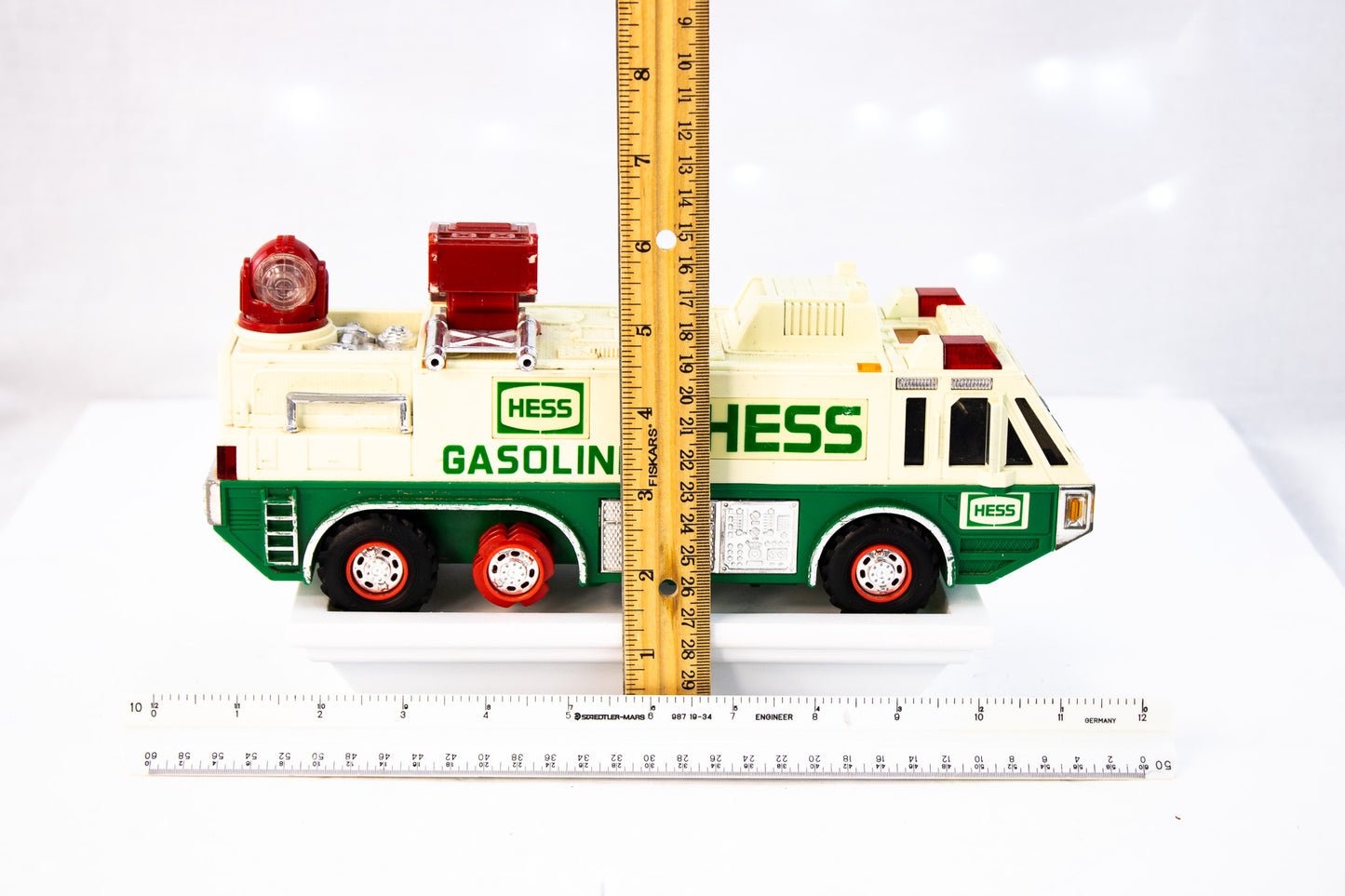Classic 1996 Hess Fire Truck Toy – Lights and Sounds, Green & Cream