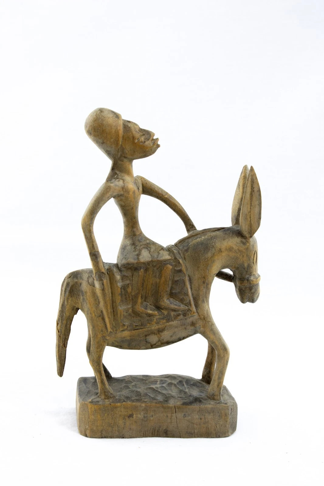Vintage Hand-Carved African Donkey Rider Folk Art – Tribal Wood Figure – Rustic