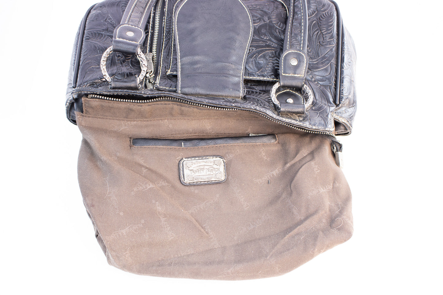 Western Tooled Leather Concealed Carry Handbag with Hair-On Hide