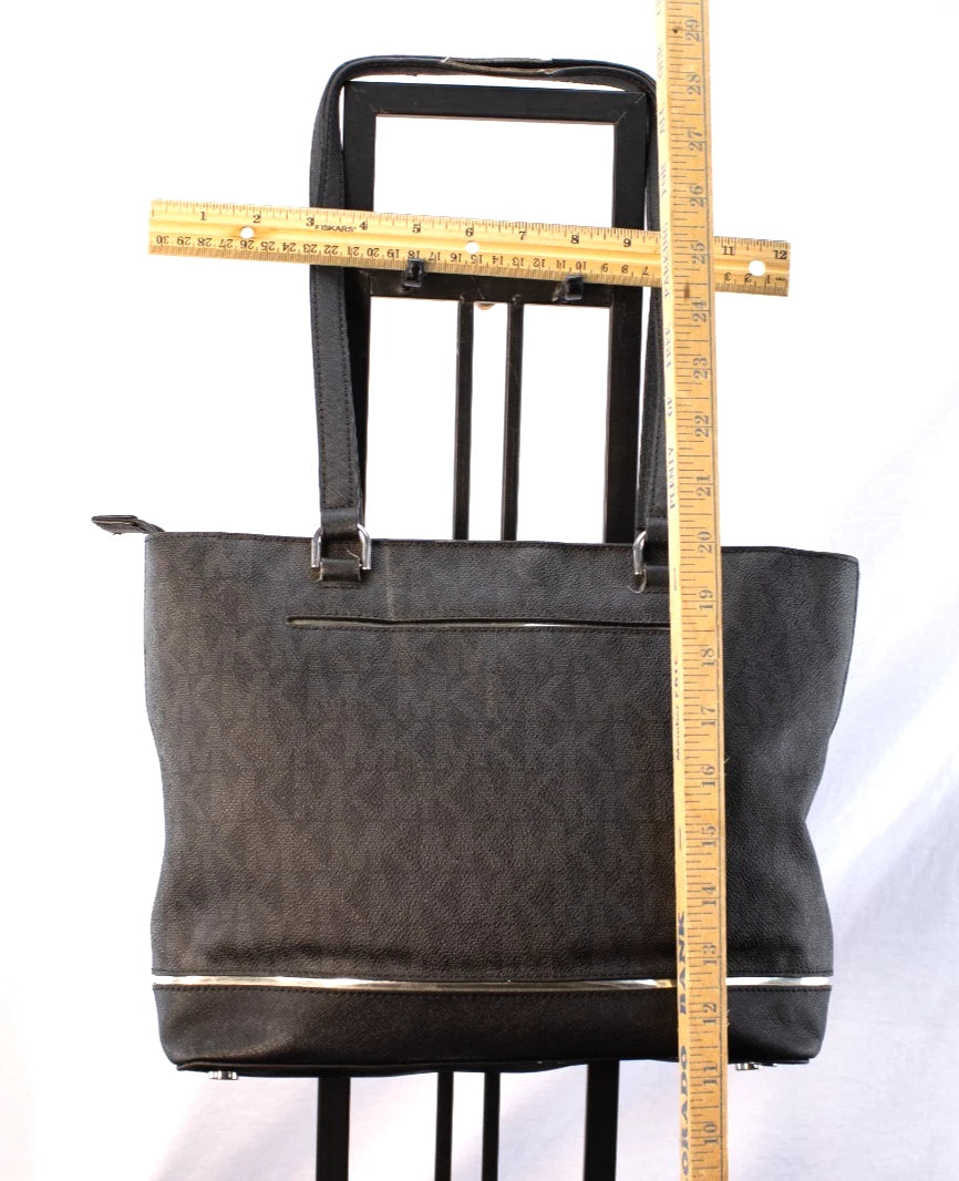 ✨ Michael Kors Jet Set East West Top-Zip Tote – Black MK Signature Canvas