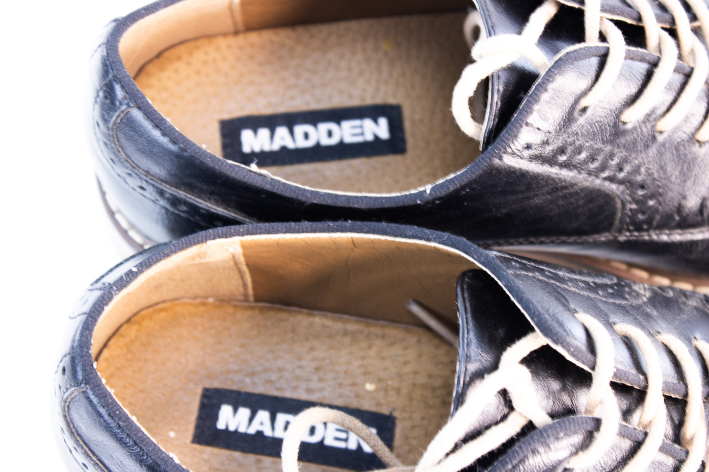 Madden Black Leather Oxford Dress Shoes Mens 8.5 Cap Toe Lace Up