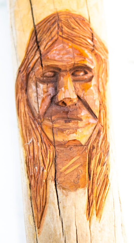 Hand-Carved Wooden Face Sculpture | Primitive Folk Art Devotional Carving