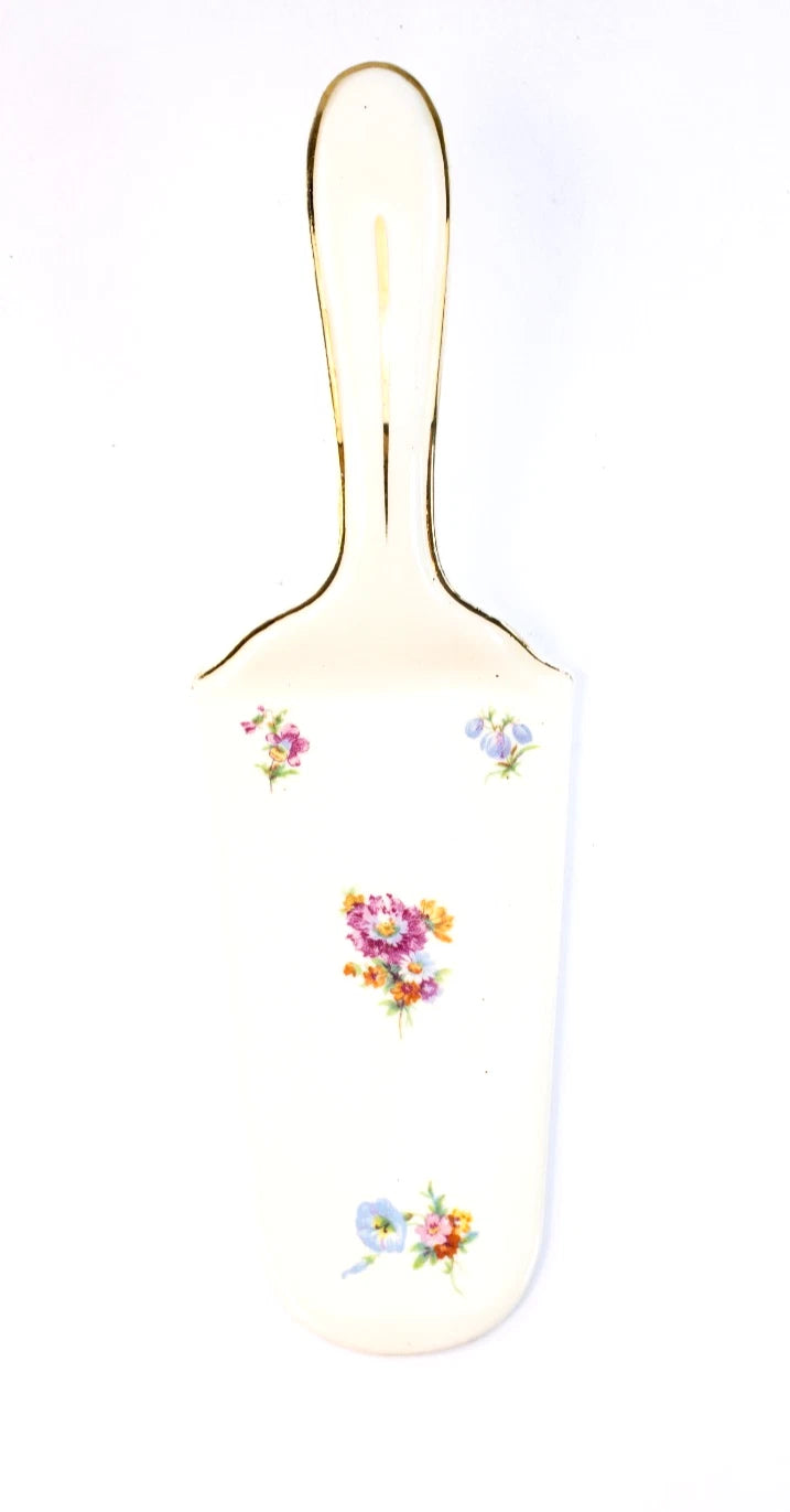 Vintage German Porcelain Cake Server – Floral & Gold Elegance