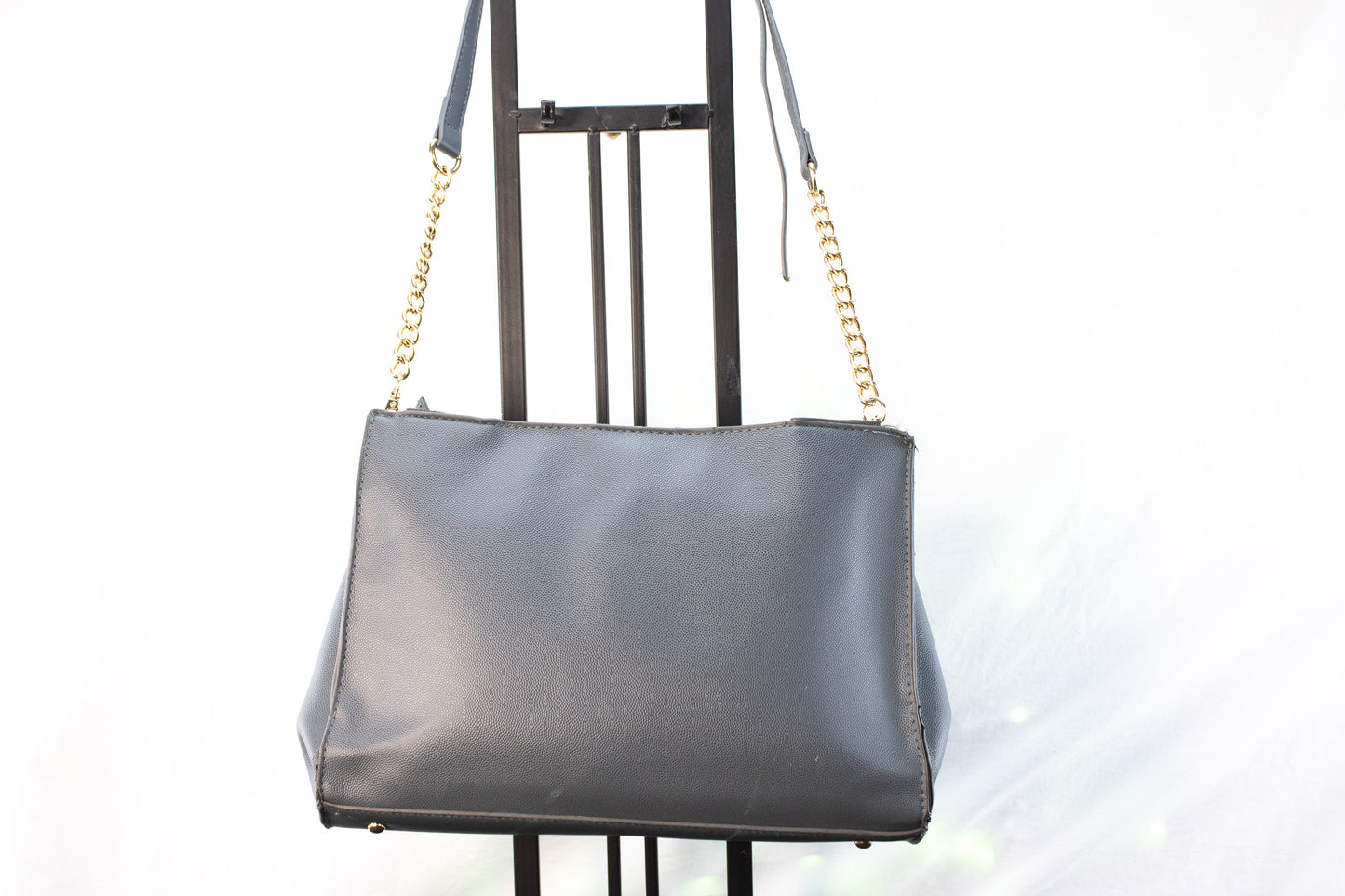 bebe Gray Quilted Chain Strap Shoulder Bag Faux Leather Purse