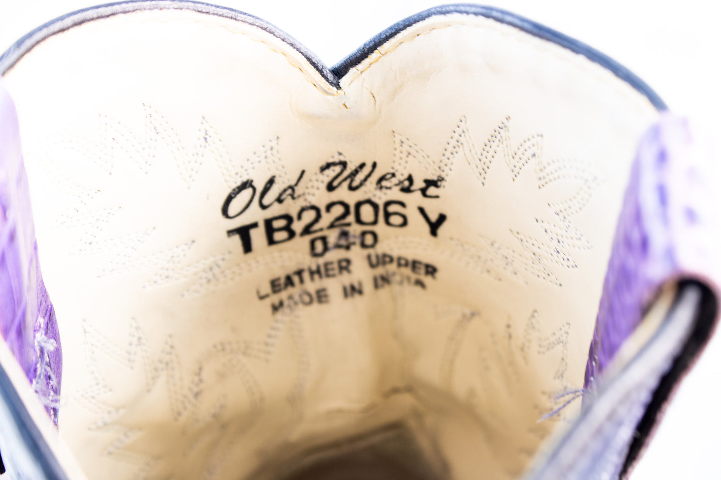 Old West Youth Cowboy Boots Purple Croc Print Black Western Y4