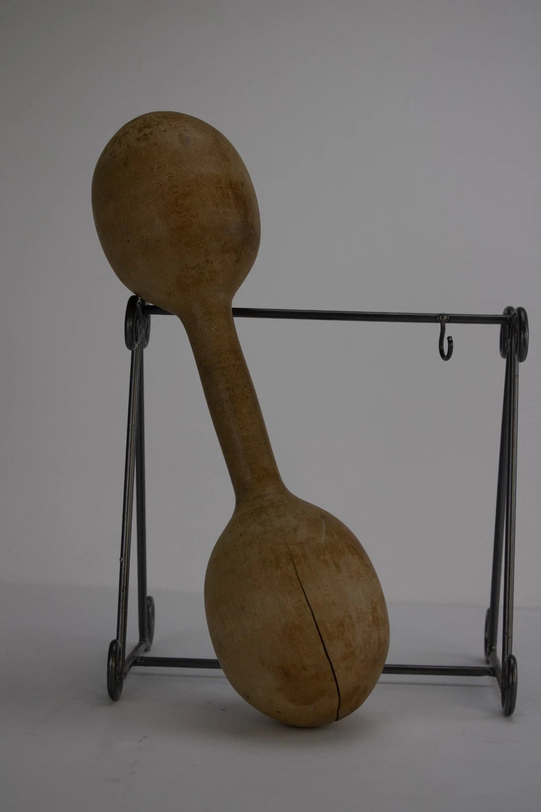 Antique Turned Wood Dumbbell | Primitive Folk Gym Decor | Rustic Farmhouse Shelf