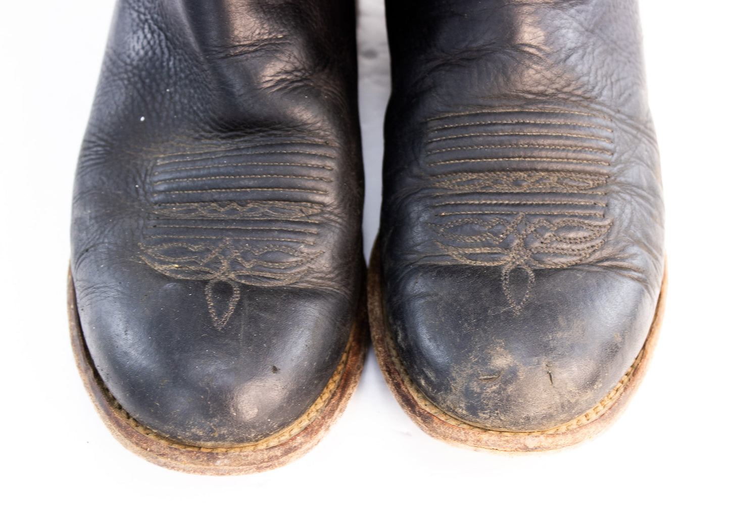 Vintage Justin Cowboy Boots | Men’s 9.5 D | Made in Mexico | Black Brown Leather