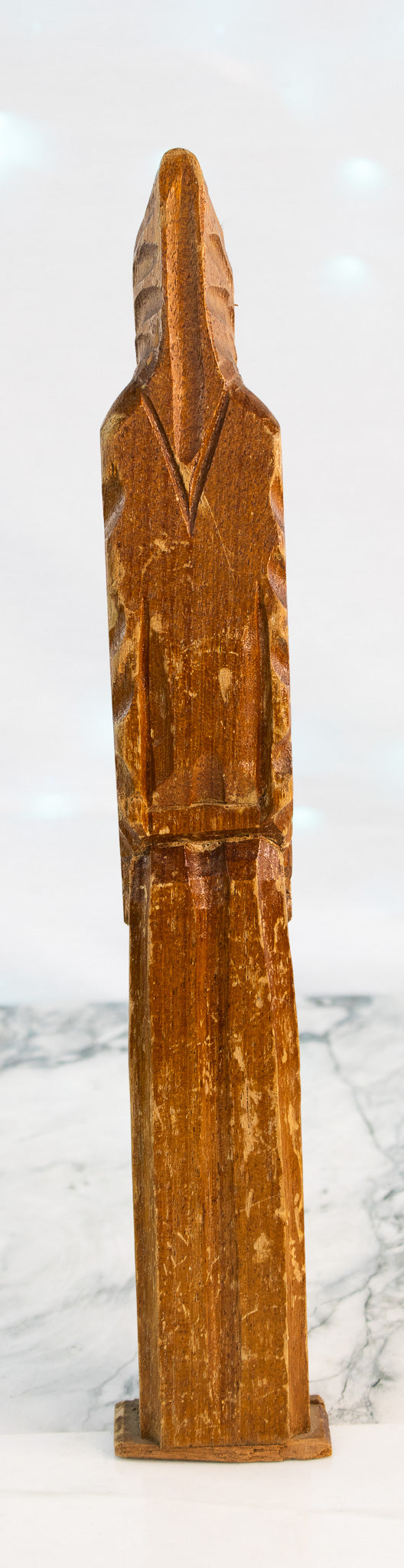 Hand-Carved Wooden Monk Sculpture | Primitive Religious Folk Art Figure