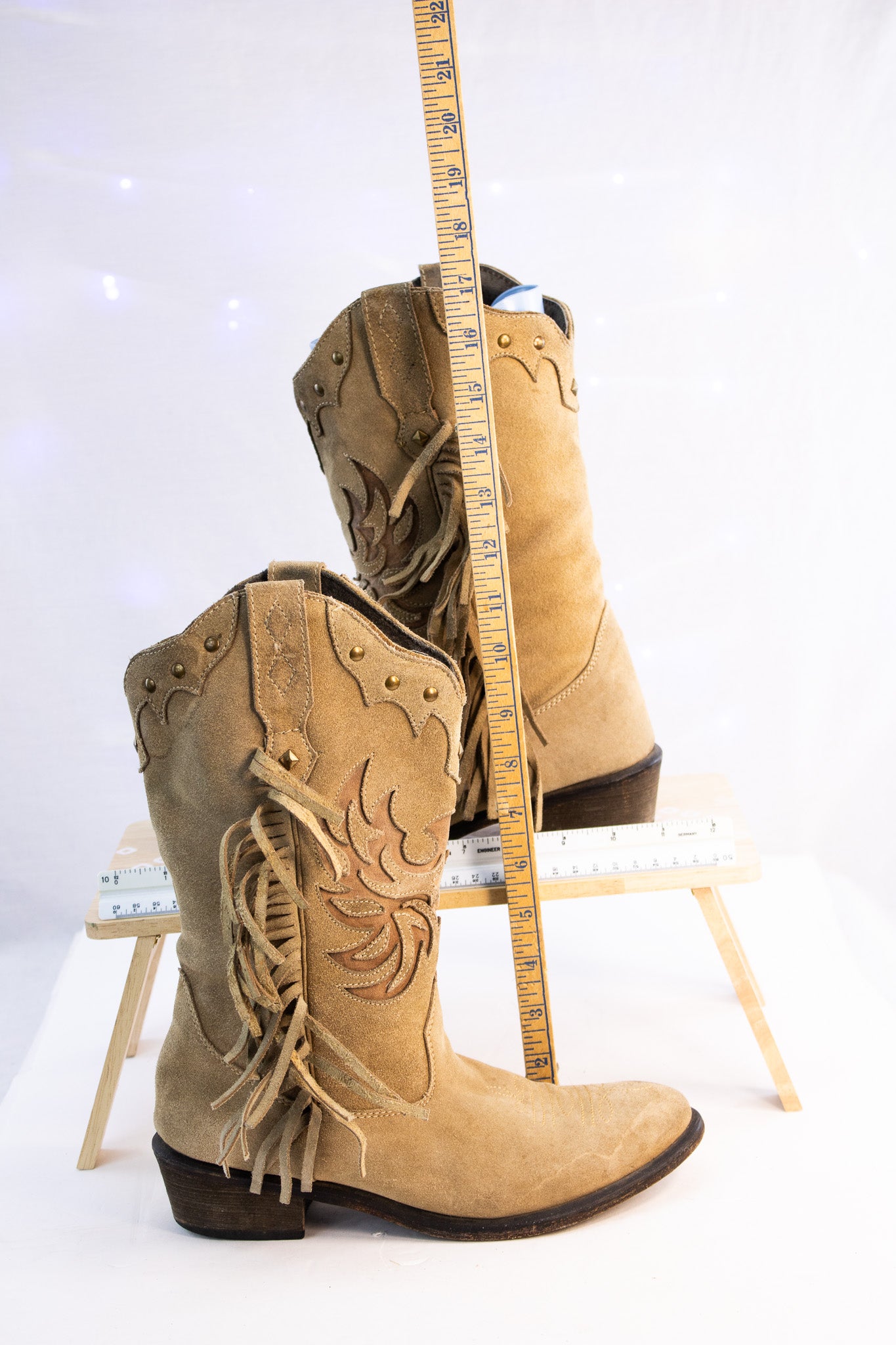 Roper Fringe Western Boots – Women’s Size 6.5 – Tan Suede Cowgirl Boots