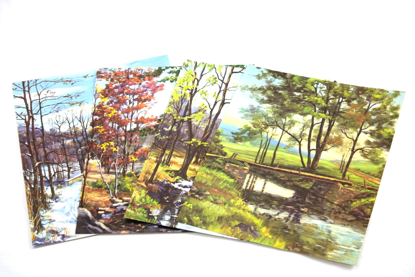 Set of 4 Vintage Matte Art Prints by C.L. Dreisbach – Seasons Creek Forest Land