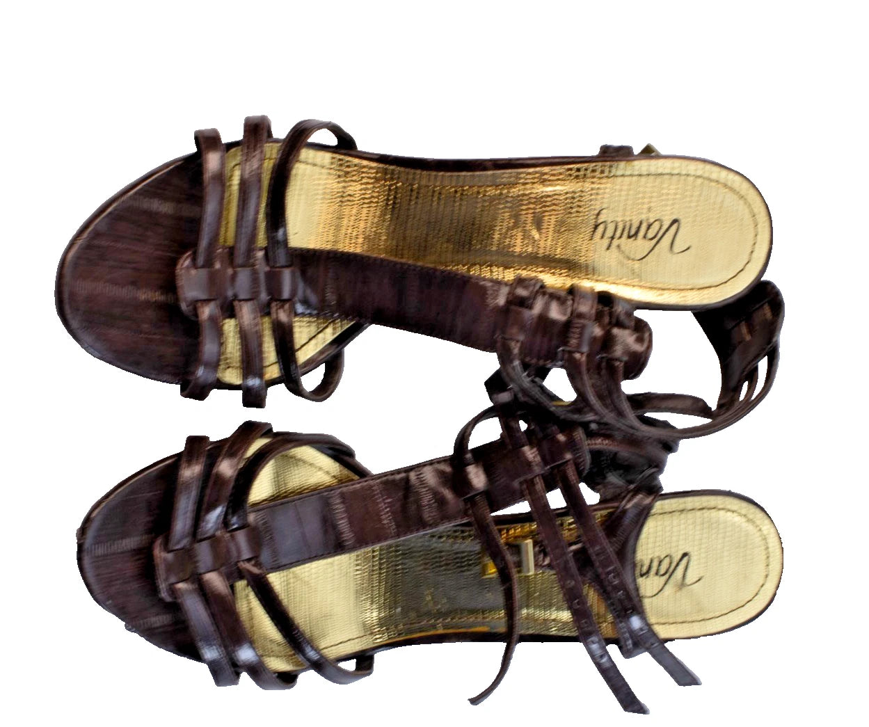 ✨ VANITY Brown Faux-Wood Platform Heels – Strappy Statement Stilettos ✨