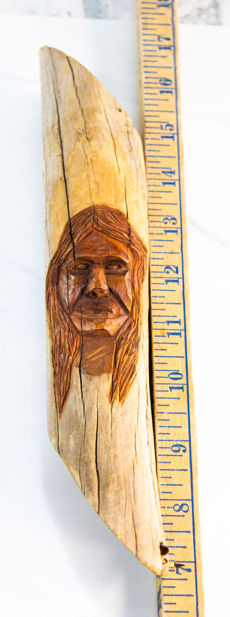 Hand-Carved Wooden Face Sculpture | Primitive Folk Art Devotional Carving