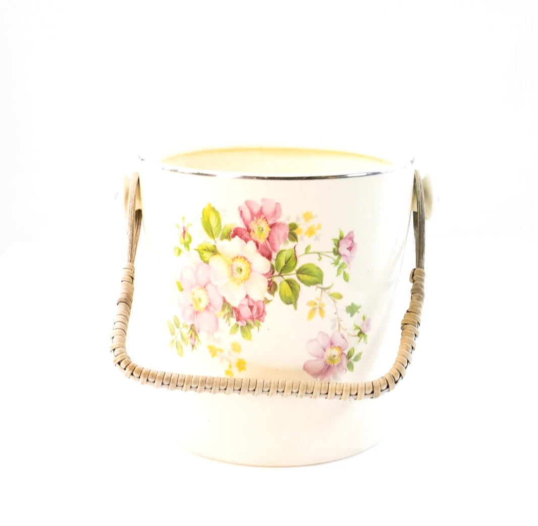 Great Northern Products Co Floral Ceramic Ice Bucket – Mid-Century Pink & Yellow