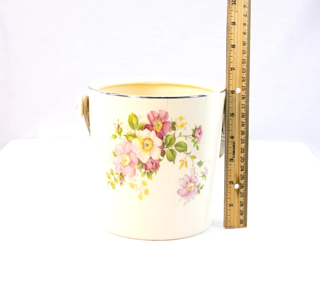 Great Northern Products Co Floral Ceramic Ice Bucket – Mid-Century Pink & Yellow