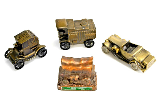 Vintage Die-Cast Coin Bank Cars Lot (4) – 1980s First Fed Promo Metal Vehicles