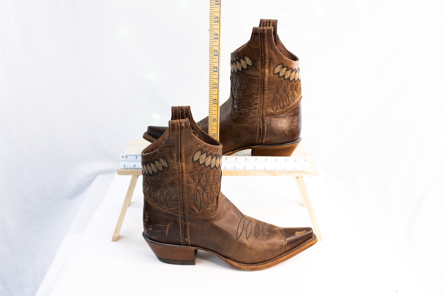 Justin Western Ankle Boots Women’s Size 8 Brown Leather Cowboy Short Boots
