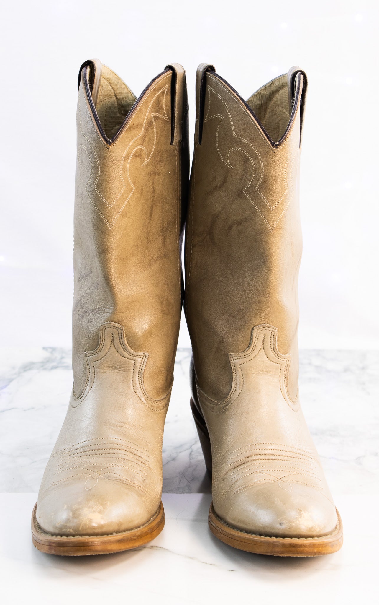 Justin USA Roper Boots Tan Leather Western Cowboy Boots L2301