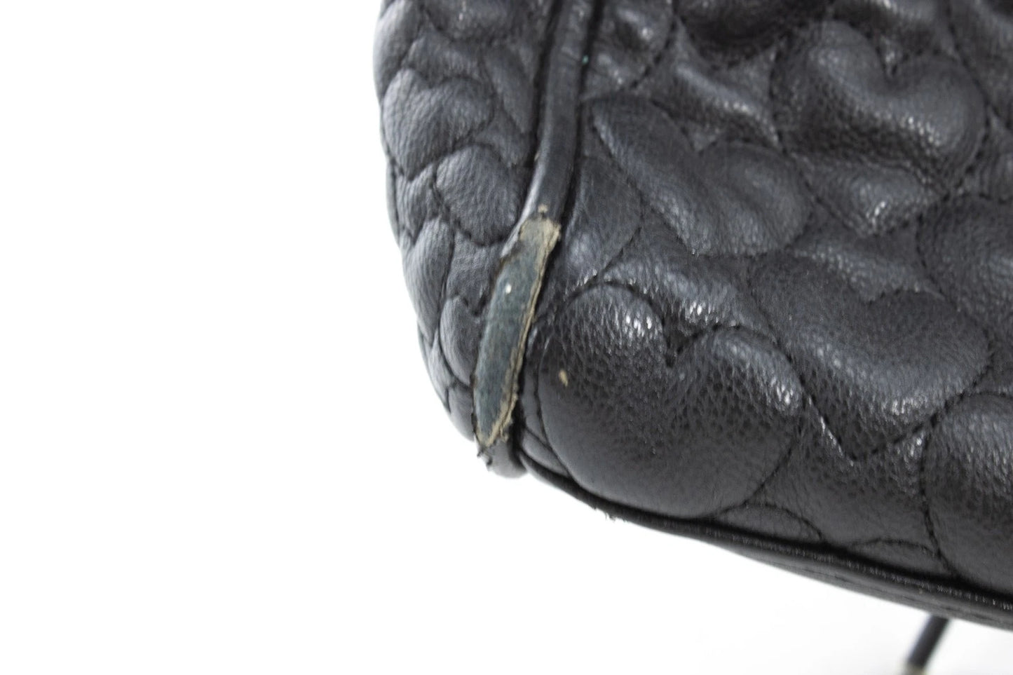 Betsey Johnson Black Quilted Satchel Heart Purse Bow Bag Floral Lining 💕