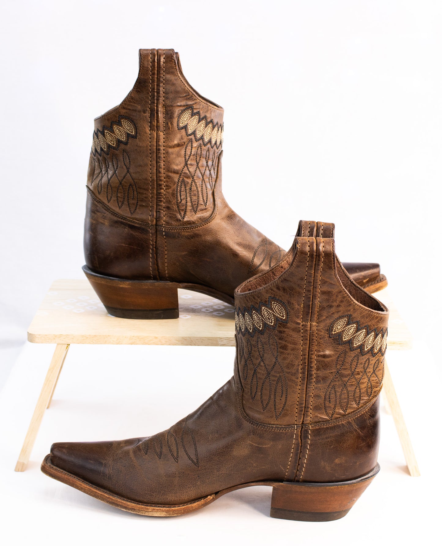 Justin Western Ankle Boots Women’s Size 8 Brown Leather Cowboy Short Boots