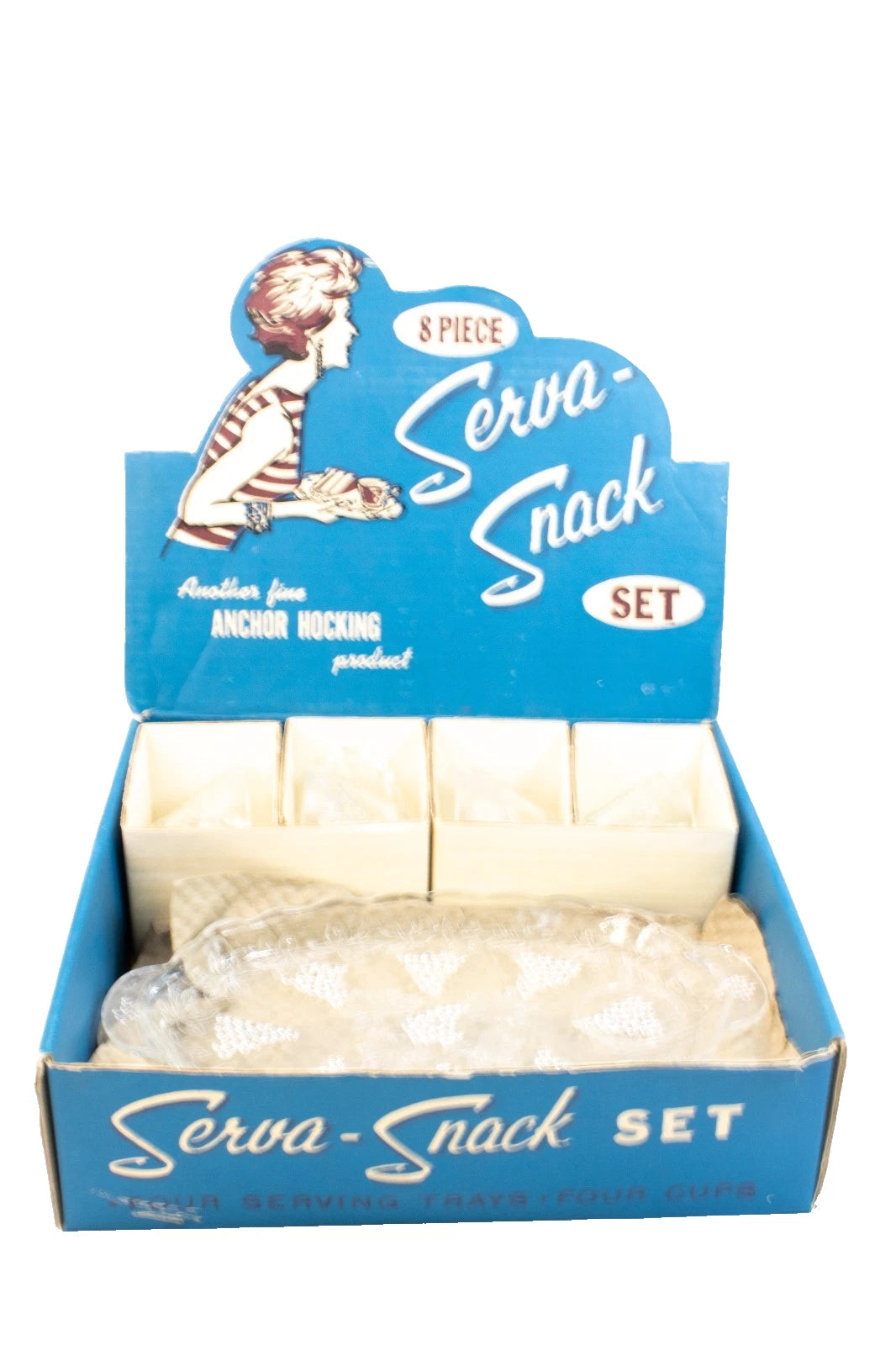 Vintage Anchor Hocking Serva-Snack Set – Original Box, 1950s Glass Hostess Set,