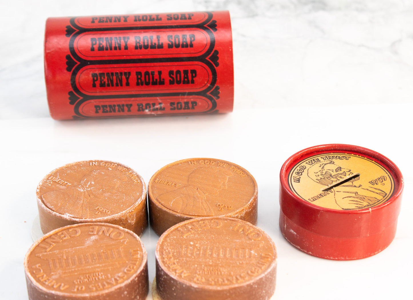 Vintage Americana Collector Bundle, Coin Banks, Pioneer Village Souvenir, Amway Penny Roll Soap