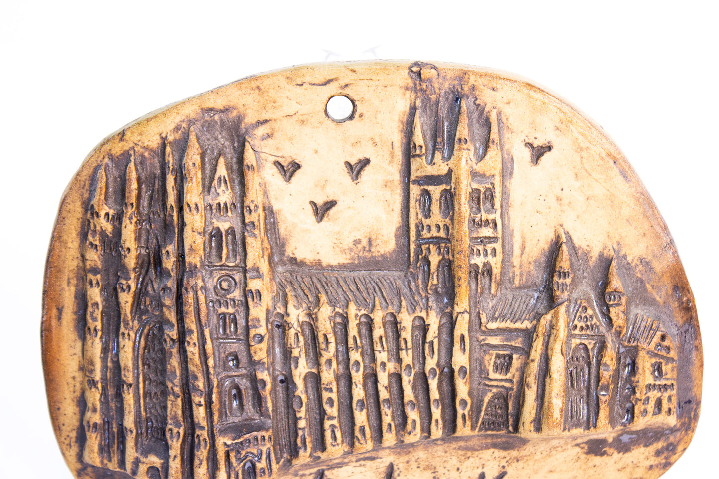 Vintage Canterbury Cathedral Ceramic Wall Plaque | Handcrafted Studio Pottery | England