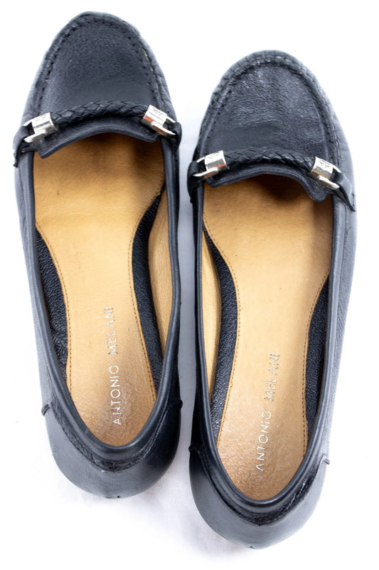 Antonio Melani Audrey Black Leather Loafers – Women’s 9M – Classic Comfort Flats