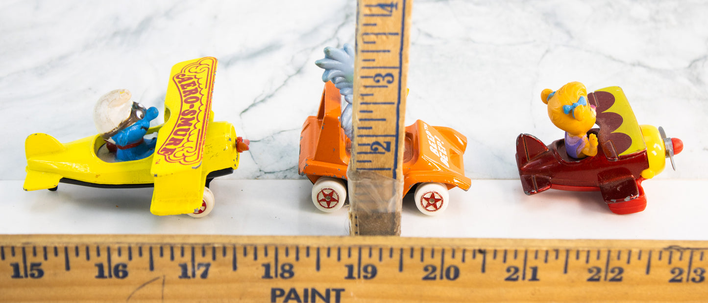 Vintage Smurf Airplane Road Runner Jeep Disney Bear Biplane Toy Lot