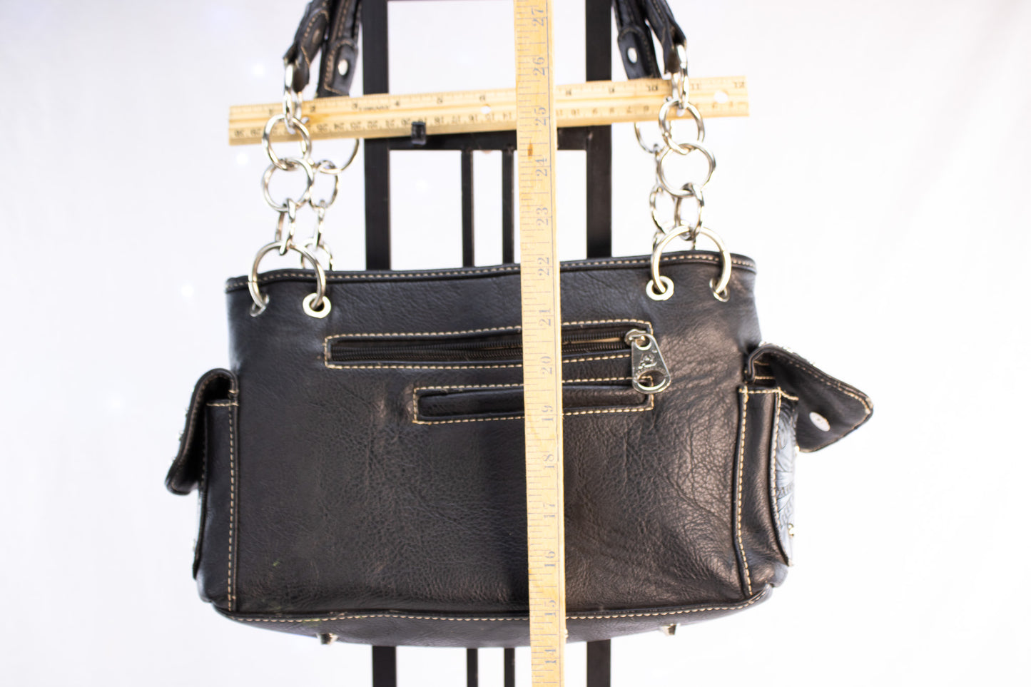American Bling Black Western Conceal Carry Purse with Rhinestone Concho