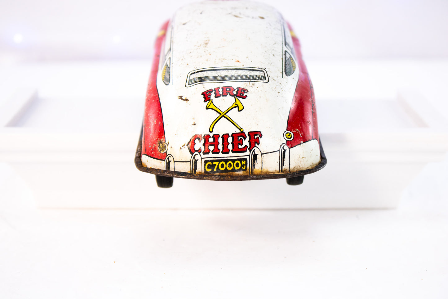 Vintage Hubley Fire Chief Tin Toy Car | Working Wind-Up | USA Made