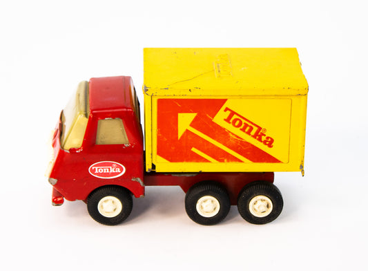 Vintage Tonka Pressed Steel Box Truck – Classic Red |Yellow Delivery Toy