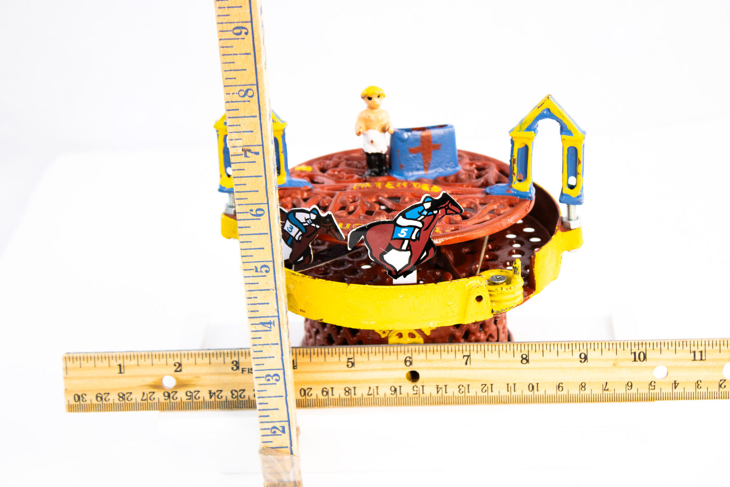 Antique 1871 Horse Race Cast Iron Mechanical Bank – J&E Stevens – Patented Toy