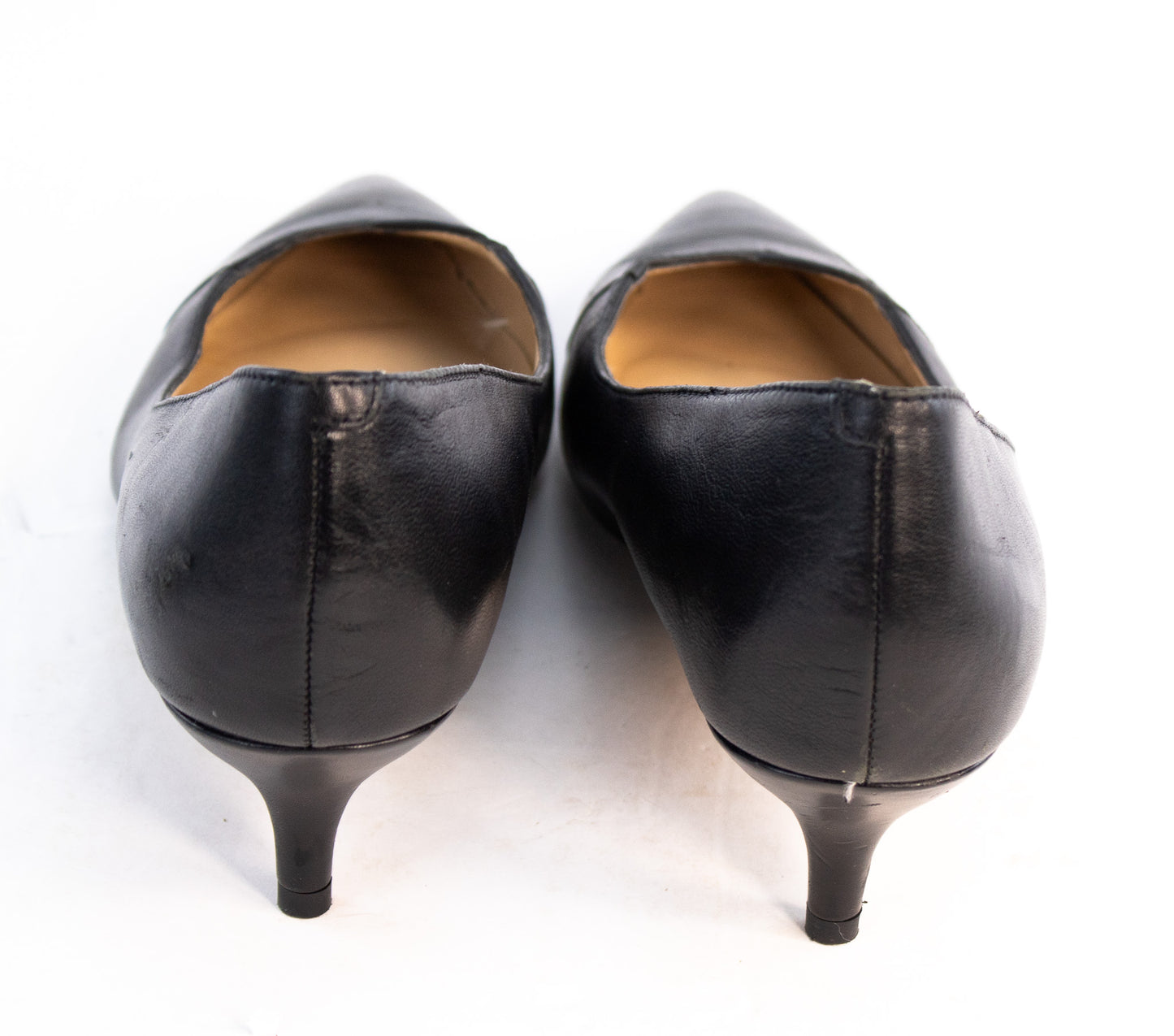 Franco Sarto Black Leather Kitten Heels Women’s 8.5 Classic Pumps