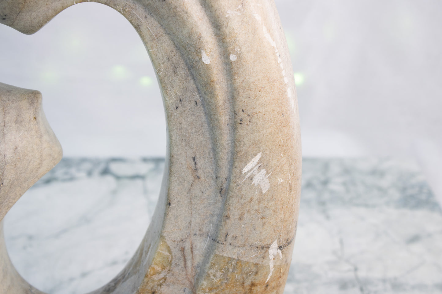 Abstract Marble Sculpture | Mother & Child Form | Mid-Century Modern Stone Art