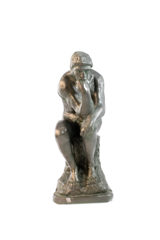 Vintage “The Thinker” Statue – Made in Greece – Bronzed Plaster Art Figure –