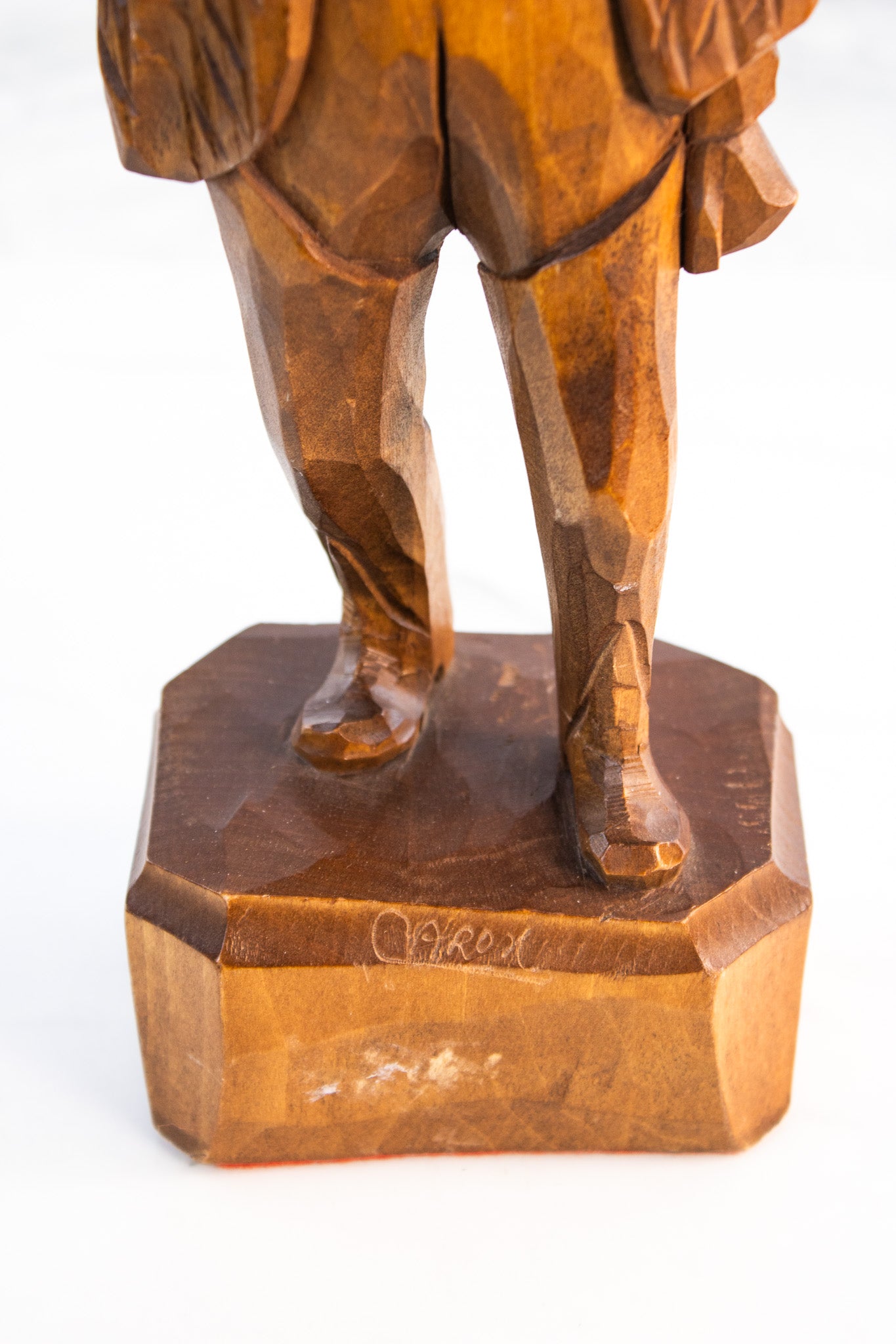 Signed Hand Carved Wooden Folk Art Man Vintage Cloaked Figure Sculpture