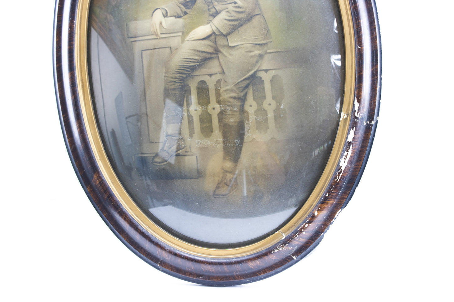 Antique World War I Soldier Portrait in Original Oval Frame (c. 1917–1919)