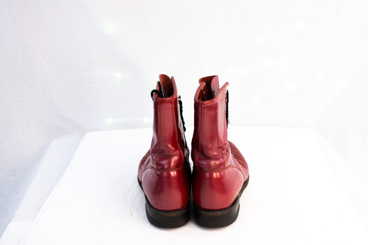Justin Boots Red Leather Lace-Up Ankle Boots Women’s 6.5 Fringe Detail