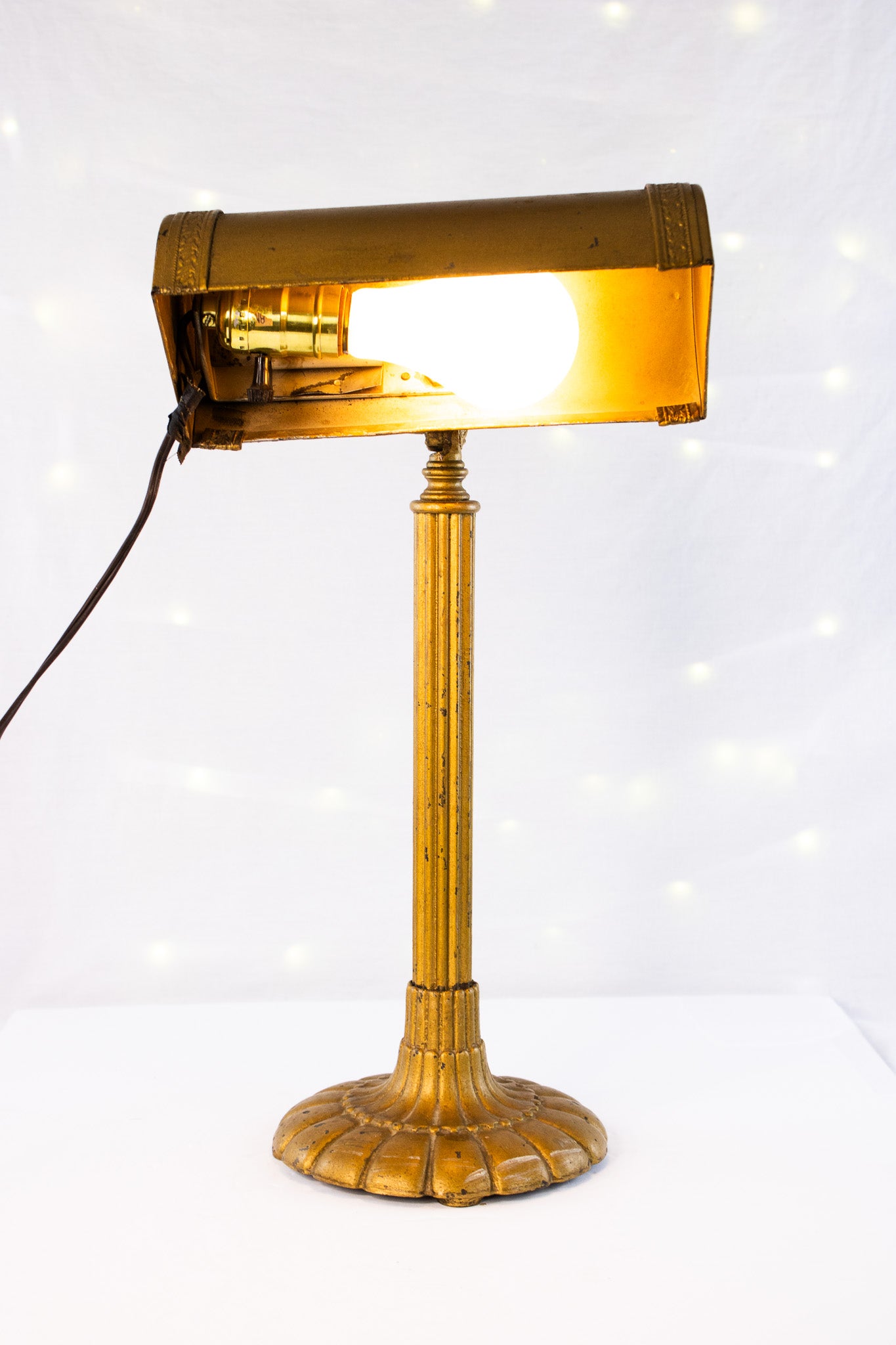 Antique Adjustable Desk Piano Lamp Gilt Metal Early Electric 1920s Style
