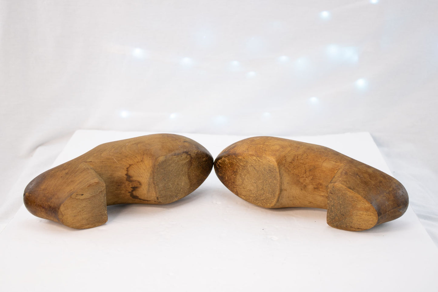 Vintage Wooden Clog Shoes Pair Hand Carved Folk Footwear