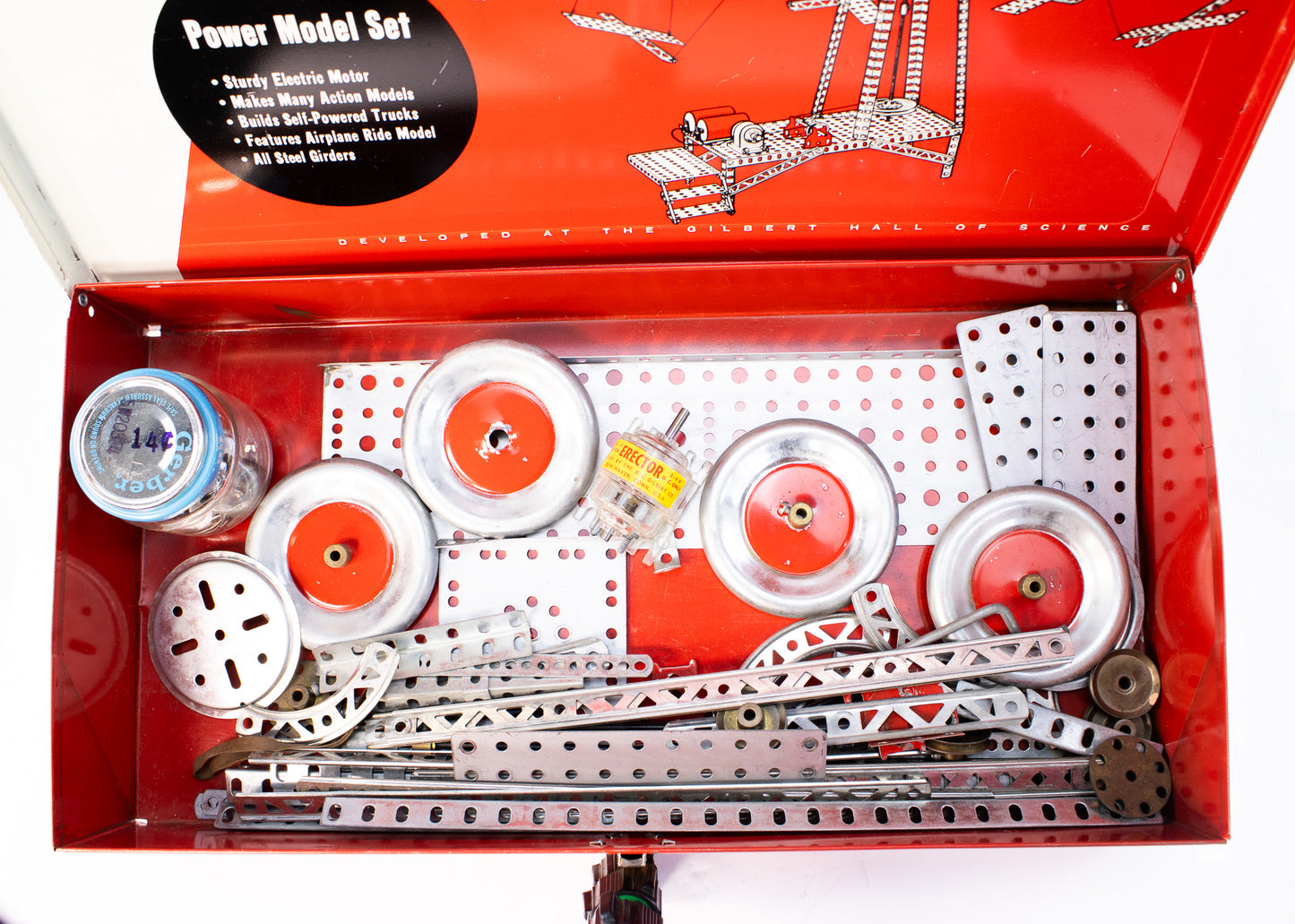 Vintage Gilbert Erector Set No. 10041 Power Model w Motor Tin Case