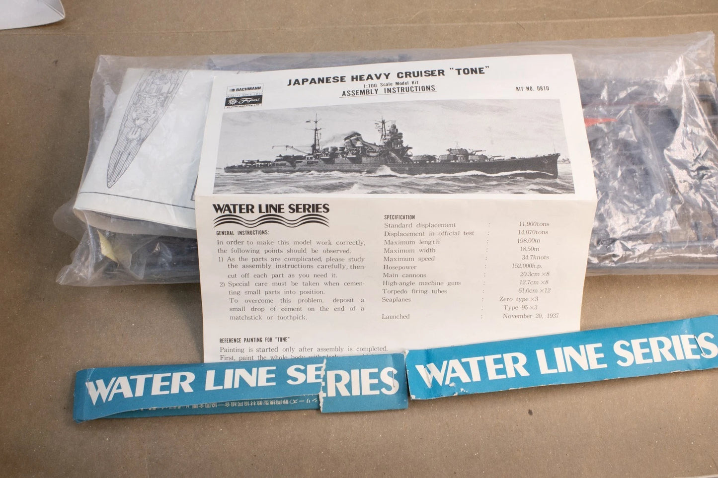 ✈️ Vintage Military Model Kit Lot (3) – Water Line Series "TONE" Cruiser + more